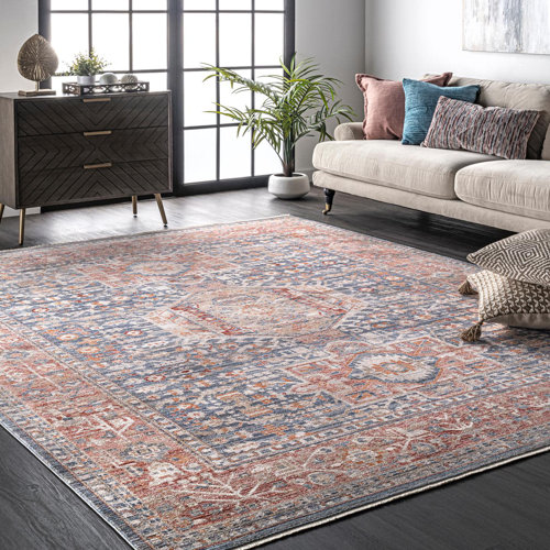 World Menagerie Brickley Oriental Blue/Orange Area Rug & Reviews Wayfair